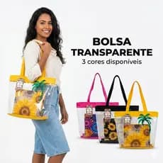 Bolsa Transparente Feminina Praia Piscina Shopper Grande com Necessaire Interna