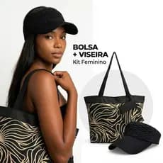 Kit Bolsa Feminina Ombro Estampada + Viseira Preta