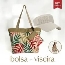 Kit Bolsa Praia Feminina Grande Estampada + Viseira Feminina