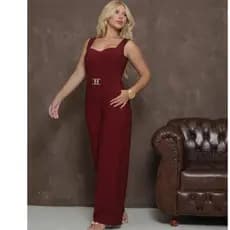 🔥 Macacão Pantalona Feminino  com Bojo e Cinto Elegance Luxo Sensual Festa Social