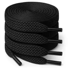 Kit 2 Pares Cadarço Chato Acabamento Premium Para Sapatos Não Desbota Branco Preto Poliéster