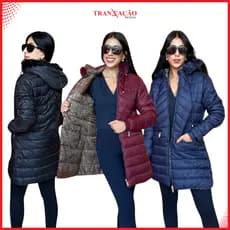 Jaqueta Longa Bobojaco Peluciada Puffer Forrada Feminina Gominho Moda Fashion Original