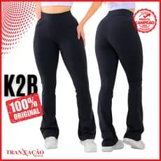 Calça Flare Bailarina K2B Original Cós Alto Tecido Grosso