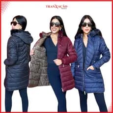 Jaqueta Bobojaco Feminina Puffer Dupla Face Original Varias Cores Inverno Sobretudo Quentinho