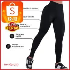 Promoção Calça Legging Cós Alto Fitness Preta Treino Academia Corrida SPORT