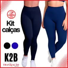 Kit 4 Calça Legging K2B Original Feminina Tecido Grosso Cos Alto Não Fica Transparente FIDELMA Leg Academia