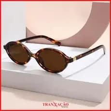 Óculos de sol feminino oval retrô, padrão tartaruga, estilo moderno
