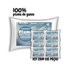 Travesseiro Pluma de Ganso 50x70cm Micropercal 400 Fios Lavável Antialérgico Anti Mofo Toque Suave Sono Confortável Prem