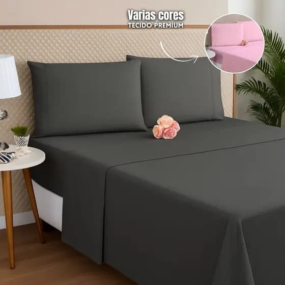 Jogo de Lençol 4 Peças Percal 180 Fios Solteiro Casal Queen King Elástico Fronhas Ponto Palito Toque Suave Cama