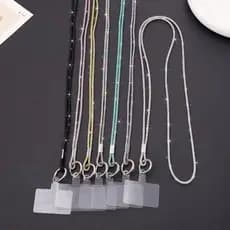 Cordão Telefônico Rhinestones Com Porta-Cartões Transparente Chaveiro Colorido