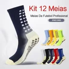 3 pares de meias de futebol profissional antiderrapantes - duráveis, que absorvem o suor, com silicone antiderrapante