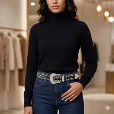 Cinto Feminino Luxo Western Strass Brilhante Fivela Prateada