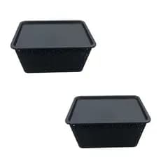 kit 2 caixas de plástico conjunto, 6L  multifuncional preto com tampa .