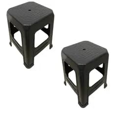 Kit e 2 bancos plástico churrasco festa preto reforçado até 130kg