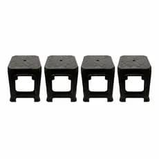 Kit 4 Banqueta Plástica Reforçada Preto Alto Suporta Ate 130kg
