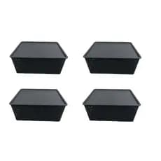 Kit 4 caixas de plástico conjunto,  23L multifuncional preto com tampa .