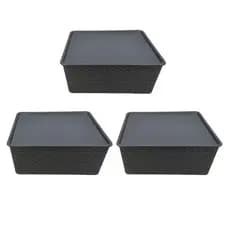 Kit 3 caixas de plástico conjunto,  23L multifuncional preto com tampa .
