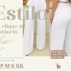 Calça pantalona feminina tecido duna com bolso, Elástico nas costas e botão forrado