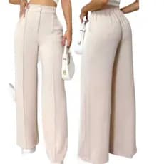 Calça Feminina Pantalona Wide Leg Duna com Botão Tendência 2026