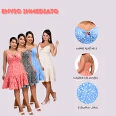 VESTIDO FEMININO COM ALÇA  TECIDO DUNA FORRADO COM BOJO, AMARRE NA FRENTE.