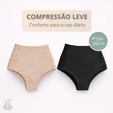 Calcinha Cinta Modeladora Feminina Plus Size Cós Alto com Compressão Lateral e Conforto Pós Parto