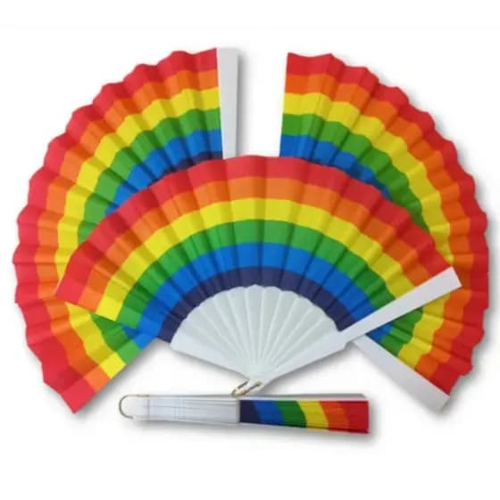 Leque Colorido Arco-íris Para Festa Dança Carnaval Decoração P e G LGBT
