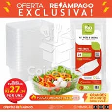 120 Pote Embalagem Marmita Descartavel Rentagular Plastico 500ml Comida Fitness tampa de segurança