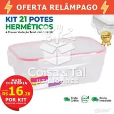 21 a 3 Potes Hermetico 4 Trava Vedação Total 500ml Fitness BPA Free anti vazamento freezer microonda