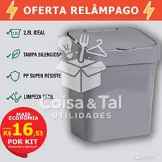 Lixinho lixo de Pia 2,8L Plástica Reforçada com Tampa Para Cozinha Banheiro Mesa Escritório Moderna