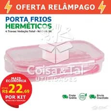 Porta Frios hermetico Com Escorredor Tampa pote Trava 2 Divisórias Retangular
