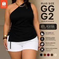Blusa Feminina plusize Drapeada Ribana Algodão Elegante Mula Manca Um Ombro só Blusinha Verão plus gg ao G2