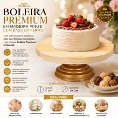 Boleira Premium Madeira Selada ou Betume Suporte para Bolo Mesa Posta Festa Decorativa Luxo