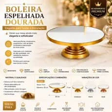 Boleira Luxo com Espelho l Suporte para Bolo em Ferro l Decoração Festa l Mesa Posta l Casamento Aniversário