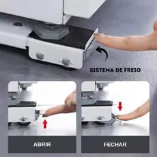 BRANCO/PRETO - Base Suporte com Rodinha P/ Geladeira e Máquina de Lavar