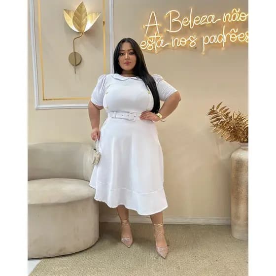 Vestido Plus size Vestido feminino Plus size moda evangélica Plus size Vestido moda feminina Plus size Vestido com cinto