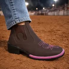 Botina Feminina  Texana Coutry Bota Calce Facil Estilo Western Bico Quadrado Estilosa