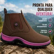 Botina Feminina Calce fácil confortável para qualquer ocasião  solado de borracha lona reforçada