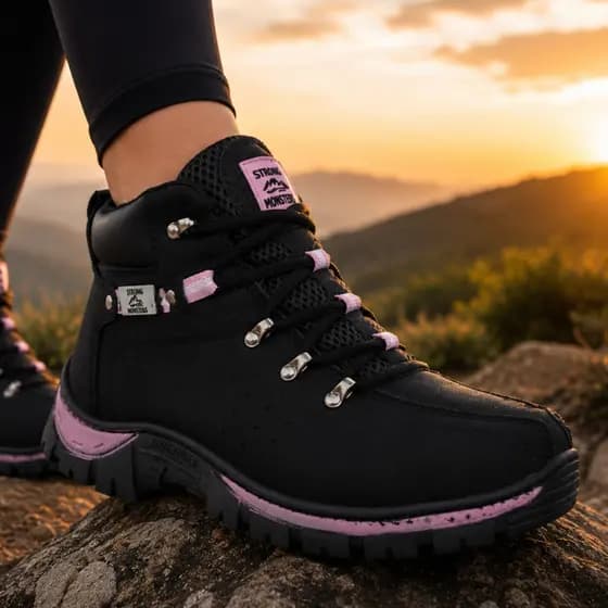 Bota Feminina  Coturno Adventure  Bota Trabalho Lona Reforçada Sola Borracha.