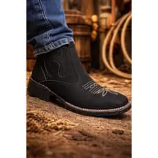 Bota Masculina Estilo Texana  Botina Coutry  Rodeio Roça Bota Calce Facil  - Bico Quadrado