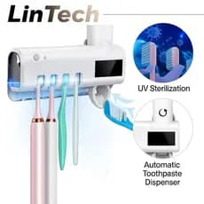Porta Escova Dentes Com Esterilizador Uv Aplicador Pasta de Dente Suporte Dispenser Escova Uv