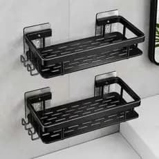 1/2/3 Suporte De Shampoo Preto Organizador Alta qualidade Prateleira De Banheiro Sem Furo Premium-Space Alumínio ES