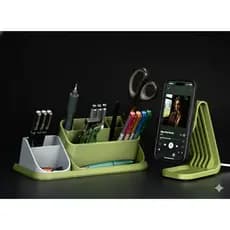 Organizador de Mesa Escritório Porta Caneta Porta Treco Com Suporte Celular Carregador Sem Fio