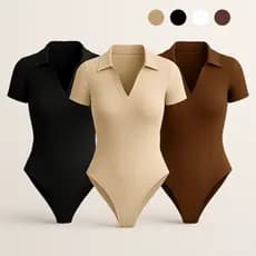 Kit 3 Body Polo Feminino Suplex Manga Curta Básico Premium Gola Polo Justo Confortável Atemporal