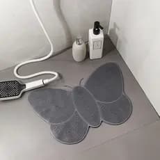 Tapete Box Borboleta Retangular Massagem Pés Relaxante Banheiro Antiderrapante Com Ventosa