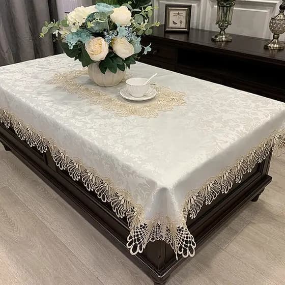 Toalha De Mesa Bordado De Grip 150cm x 220cm Linha Premium/8 Cadeiras Decorçao De MEsa