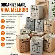 Cesto Organizador de Roupas Laundry Dobrável Prático Multiuso para Roupas