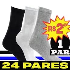 Atacado Kit 24 Pares Meias Cano Médio/Alto Algodão Direto da Fábrica Sortidas