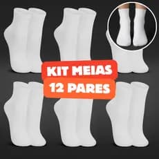 Kit Meia Branca Cano Médio Algodão – Masculina e Feminina Unissex | 6, 12 ou 15 Pares