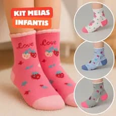 Kit com 12 Pares de Meias Infantis Femininas – Algodão Macio | 4 a 6 anos