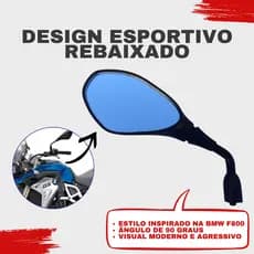 Par Retrovisor Haste Curta Rebaixada 90 Graus Lente Azul Antirreflexo